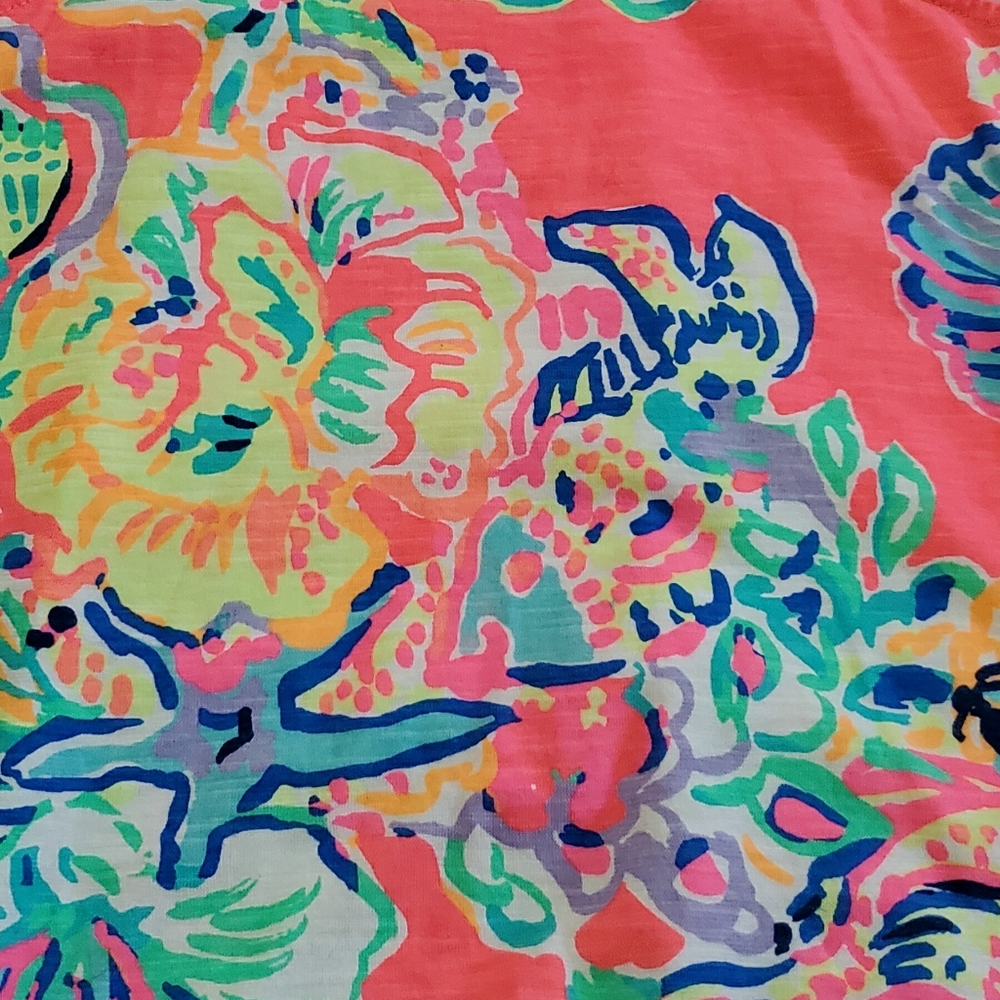 Lily Pulitzer Shirley Top Coral Reef Island Seacret Neon Pom Pom Trim Tank XS - Picture 10 of 10